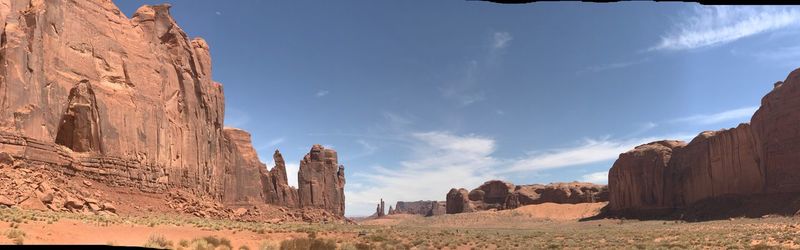 Panoramic view of rock formations against sky