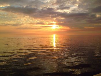 Scenic view of sea at sunset