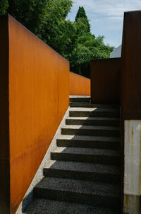 Empty staircase against building