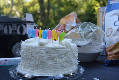 Close-up of cupcakes on table