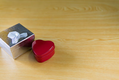 High angle view of heart shape on table