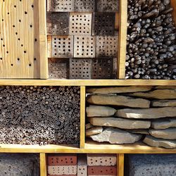 Full frame shot of construction material on shelves