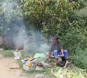 People sitting outdoors