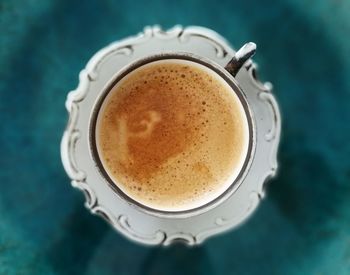 High angle view of coffee on table