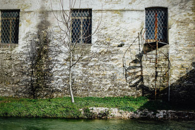 Graffiti on wall of old building