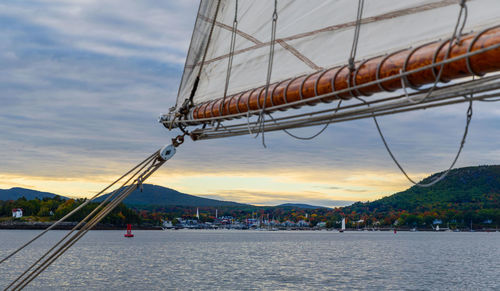 Scenic view of camden maine  against sky during sunset