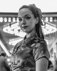 Low angle view of woman wearing traditional clothing