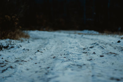 Surface level of frozen water