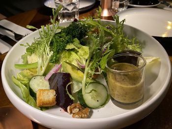 Close-up of food served in plate