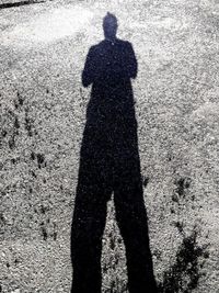 Shadow of man on sand