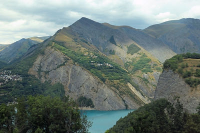 Scenic view of mountains against sky