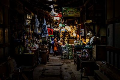 Market stall at night