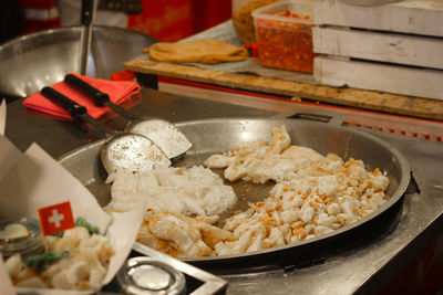 High angle view of food on table