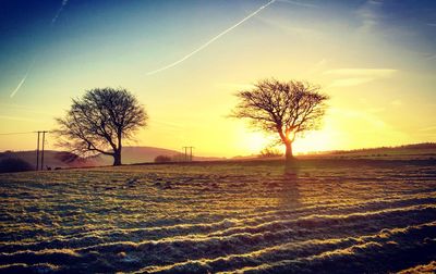 Scenic view of landscape against sky during sunset