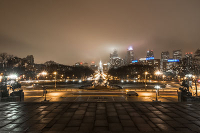 Illuminated city at night