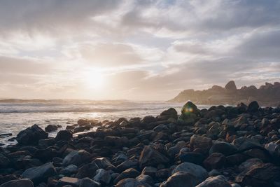 Scenic view of sea against sky during sunset