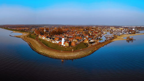 High angle view of sea against sky