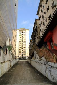 Narrow alley amidst buildings in city