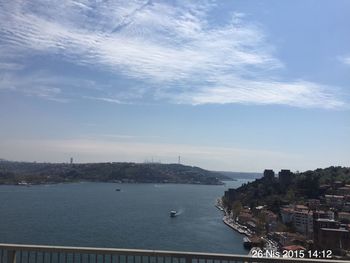 View of cityscape against cloudy sky