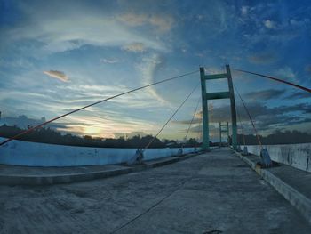 View of suspension bridge during winter