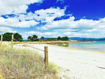 Scenic view of beach against sky