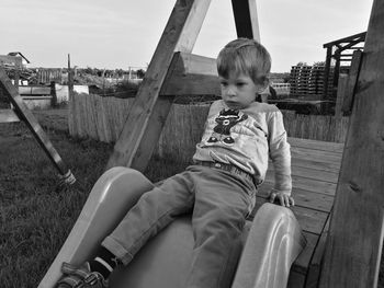 Boy playing on the beach