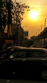 View of city at sunset