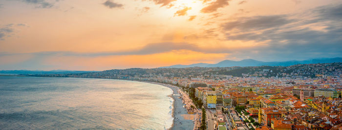 Picturesque view of nice, france on sunset