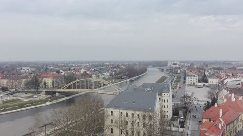 High angle view of cityscape against sky