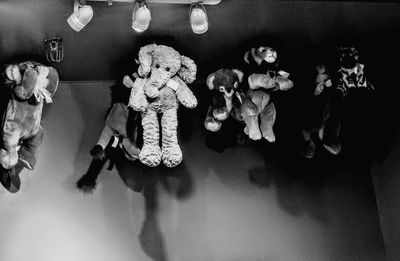 High angle view of toys hanging at home