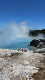 Scenic view of sea against blue sky