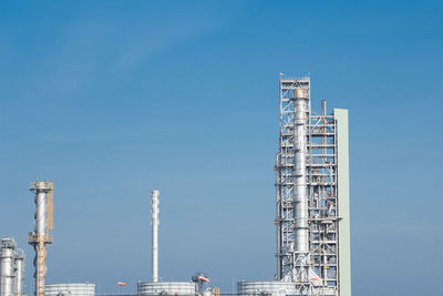 Low angle view of modern building against blue sky