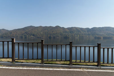 Scenic view of lake against clear sky