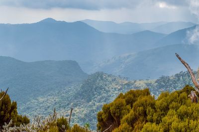 Scenic view of mountains against sky at aberdares, kenya 