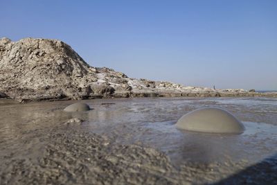Scenic view of mountain against clear sky