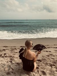 Girl on garraf beach, barcelona 