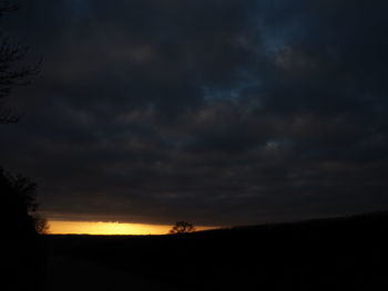 Scenic view of silhouette landscape against sky during sunset