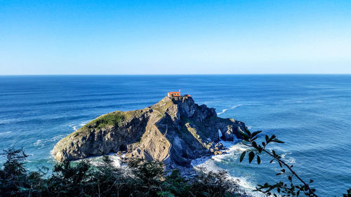 Scenic view of sea against clear sky