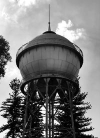 Low angle view of water tower against sky