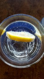 Close-up of drink in glass on table