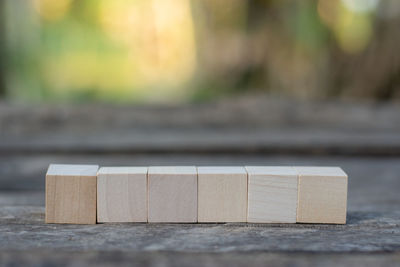 Close-up of wooden blocks on table