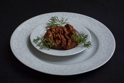 Close-up of rice served on plate