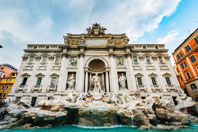 Low angle view of trevi fountain