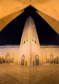 View of historic building at night