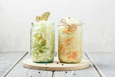 Close-up of glass of jar on table