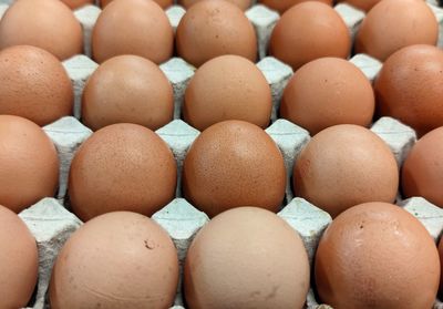 Full frame shot of eggs in market