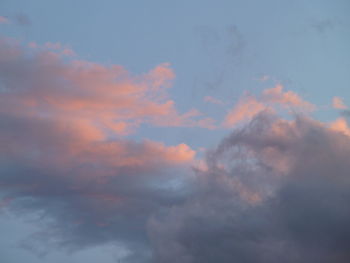 Low angle view of cloudy sky during sunset