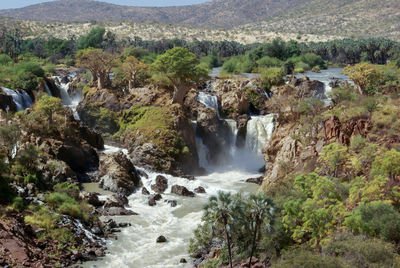 Scenic view of waterfall