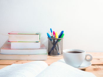 Coffee cup on table