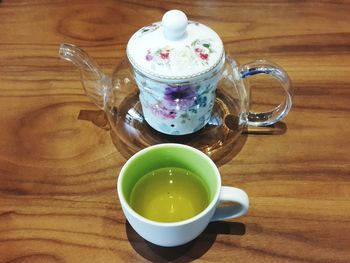 Close-up of tea served on table